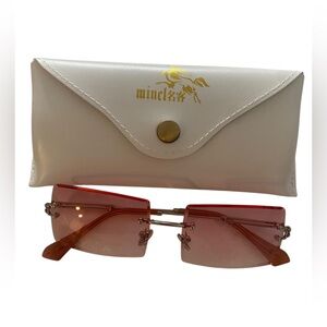 Women’s Light Pink Rectangle Lens Sunglasses